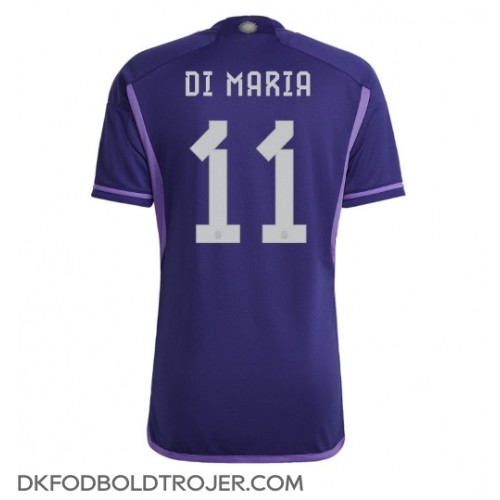 Billige Argentina Angel Di Maria #11 Udebane Fodboldtrøjer VM 2022 Kortærmet